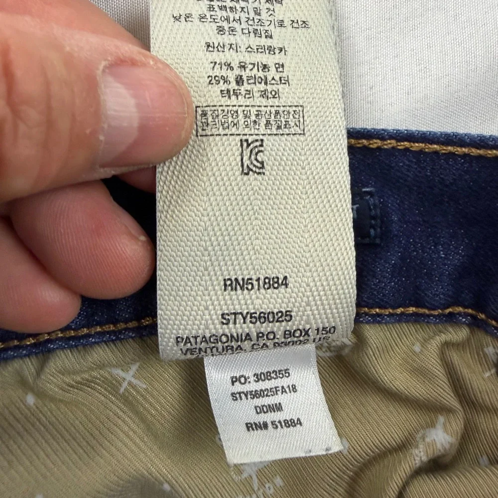 Patagonia Jeans Mens 34x30 Blue Straight Stretch Organic Cotton STY56025